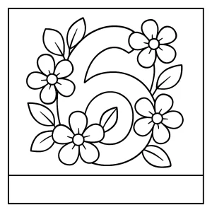 Omaľovánka šesť kvetov – tlačiteľná coloring page pre deti