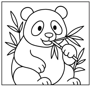 Omaľovánka panda papajúca bambus – coloring page na vytlačenie zadarmo