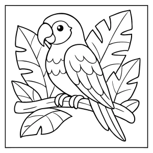 Papagáj omalovánka – coloring page papagája na vytlačenie a vyfarbenie