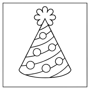 Omaľovánka oslávneho klobúka pre deti – party hat coloring page na tlač a vyfarbenie