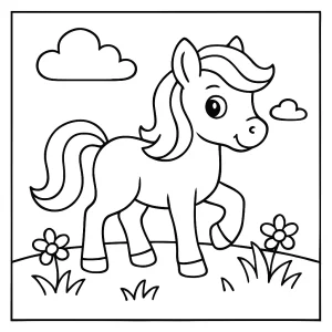 Omaľovánka poník – coloring page s roztomilým poníkom na vyfarbenie
