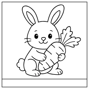 Omalovánka zajačika s mrkvou – coloring page pre deti na vytlačenie a vyfarbenie