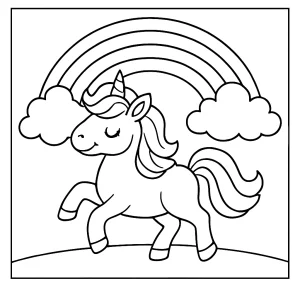 Omalovánka dúhového jednorožca - coloring page na vyfarbenie zdarma pre deti