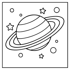 Omalovánka prstencov Saturnu – vesmírna coloring page na vytlačenie