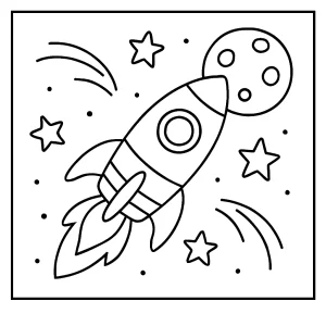 Omalovánka raketa – coloring page rakety na vytlačenie pre deti