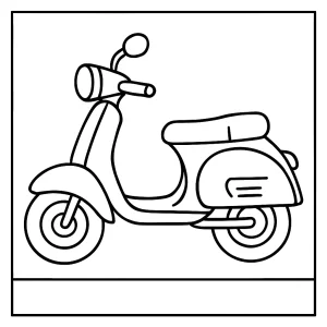 Omalovánka skútra – scooter coloring page na vyfarbenie a vytlačenie pre deti
