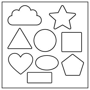 Omaľovánka geometrických tvarov – coloring page na vyfarbenie pre deti