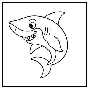 Žralok coloring page – omaľovánka na vyfarbenie a tlač zdarma pre deti