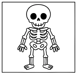 Kostra - omaľovánka, skeleton coloring page na vytlačenie zdarma