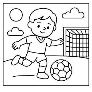 Futbalová omalovánka – coloring page pre deti na vytlačenie s motívom futbalu