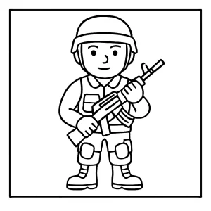 Omaľovánka vojaka – coloring page na vytlačenie pre deti s vojakom v uniforme