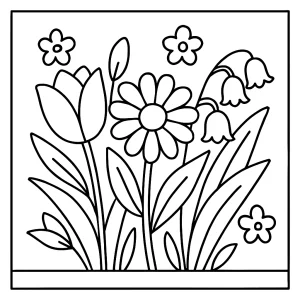 Jarné kvety coloring page omalovánka na vyfarbenie a vytlačenie zdarma