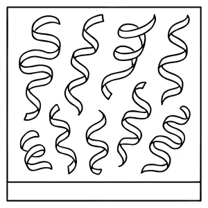 Streamers coloring page – omalovánka so stužkami na vyfarbenie pre deti na vytlačenie