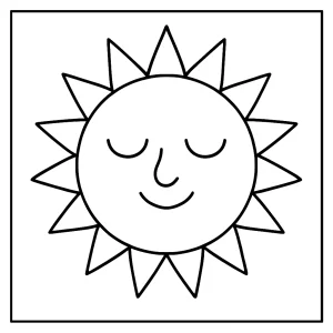 Slnečná omalovánka na vyfarbenie – coloring page so slnkom pre deti na tlač