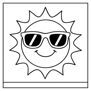 Omaľovánka slniečko s okuliarmi – coloring page na vymaľovanie pre deti
