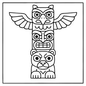 Totemový stĺp coloring page – omalovánka na vytlačenie zdarma