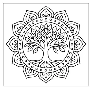Mandala strom – omalovánka na vytlačenie, coloring page pre deti a dospelých