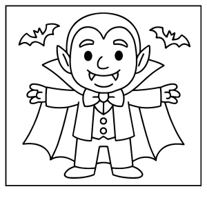 Strašidelná omalovánka upíra na vytlačenie – coloring page pre deti