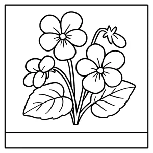 Omalovánka fialky – detailná coloring page k vytlačeniu