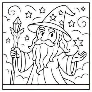 Omalovánka čarodejníka – coloring page na vytlačenie zdarma