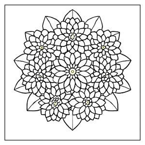 Dáliová mandala – kvetinová omalovánka coloring page na vytlačenie zadarmo