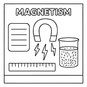 Magnetizmus experiment laboratórny list - omalovánka a coloring page na vyfarbenie