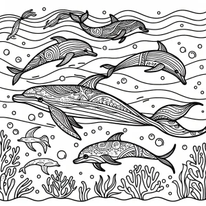 Omalovánka morské tvory – coloring page s rybami, chobotnicou a hviezdicou na vyfarbenie