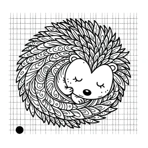 Ježko stočený do klbka – omalovánka na vytlačenie, coloring page pre deti
