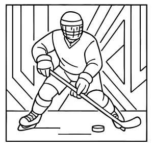 Omalovánka hokejista pod neónovými svetlami, coloring page na vyfarbenie