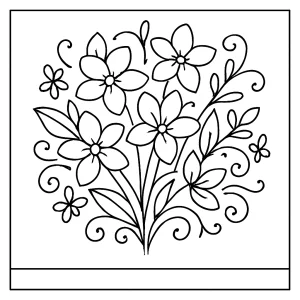 Jazmínová kytica - omaľovánka na vytlačenie, coloring page s rozprávkovými kvetmi na vyfarbenie