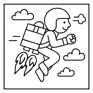 Jetpack doručovacia služba omalovánka – coloring page na vyfarbenie zadarmo pre deti