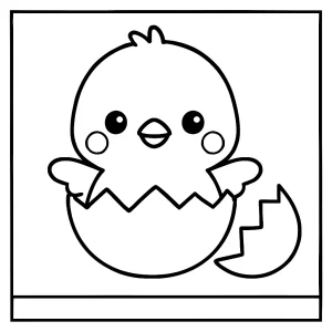 Kawaii kuriatko vyliahnuté z vajíčka omaľovánka na vyfarbenie, omaľovánka na tlač