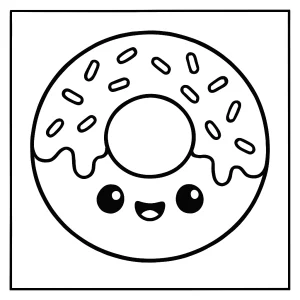 Kawaii šiška s veselou tvárou omalovánka - coloring page na vytlačenie