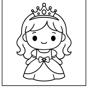 Kawaii princezná s tiarou omaľovánka – coloring page na vyfarbenie pre deti