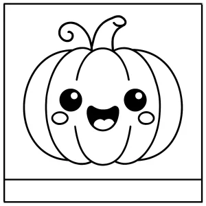Kawaii tekvica s vtipnou tvárou omalovánka - coloring page na vytlačenie pre deti