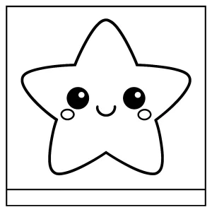 Kawaii hviezdička s veselou tvárou – omalovánka na vyfarbenie pre deti