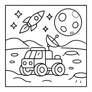 Mesačný rover na výlete – vesmírna coloring page omalovánka pre deti na vytlačenie
