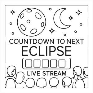 Lunar-themed school assembly countdown to next eclipse live stream coloring page – omalovánka na vytlačenie zdarma