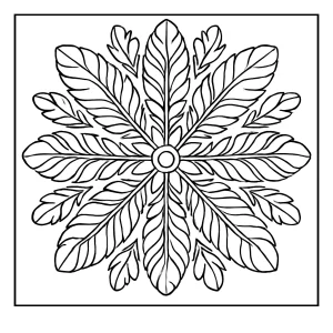 Mandala z pierkových perie - omalovánka na vyfarbenie zdarma