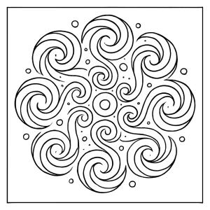 Mandala s galaktickými špirálami – omalovánka, coloring page na vytlačenie pre deti aj dospelých