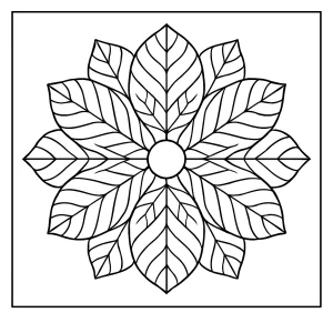 Mandala z listových žíl – omalovánka, coloring page na vytlačenie a vyfarbenie