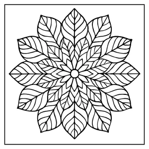 Mandala z listových žiliek - omalovánka na vytlačenie zdarma