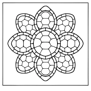 Mandala z korytnačích pancierov omaľovánka – coloring page na vytlačenie