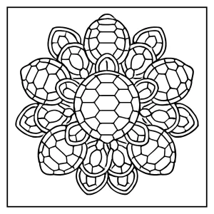 Mandala z korytnačích pancierov omalovánka - coloring page na vymaľovanie pre deti