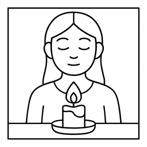 Mindfulness candle flame omalovánka – coloring page na vyfarbenie zdarma