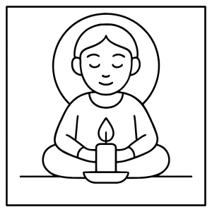 Omalovánka sviečky s plameňom na mindfulness – coloring page zdarma na vytlačenie