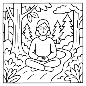 Omalovánka lesného chodníka na mindfulness – coloring page zadarmo na vytlačenie