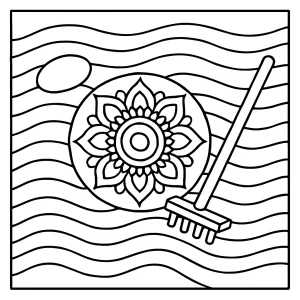 Mandala piesočná záhrada omalovánka – mindfulness coloring page na vyfarbenie zdarma