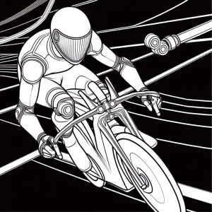 Motocyklový pretekár s AR prilbou omalovánka - coloring page na vytlačenie