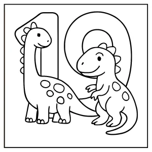 Omalovánka číslo 19 v tvare dinosaurov – zábavná omaľovánka na vyfarbenie pre deti